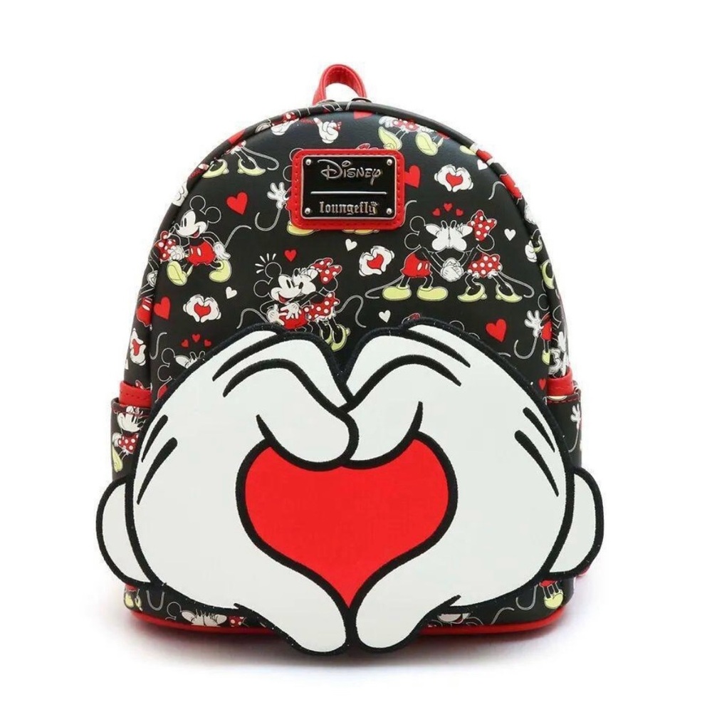 Disney Red and Black Mickey Mouse Heart Mini Backpack